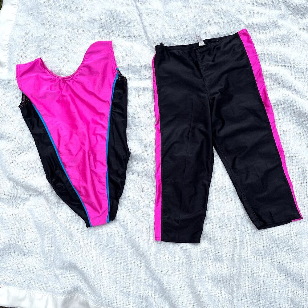 VTG 80s 90s Neon Fitness Aerobics Set Plus Size 1X USA Made
